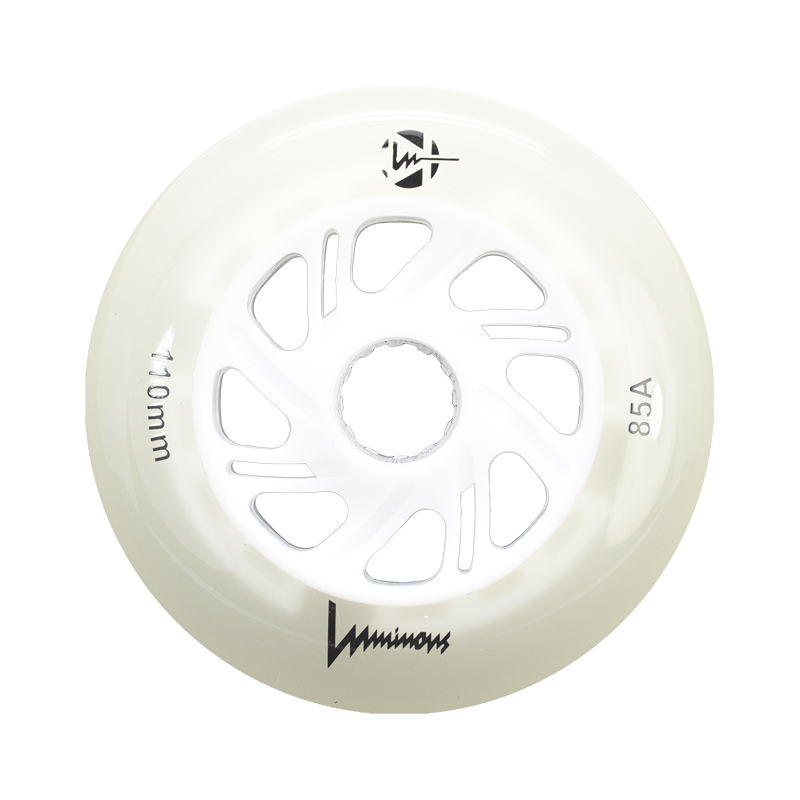 Roues lumineuses Luminous - 100mm/110mm/125mm 85A - Blanches Phosporescente