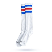 Chaussettes American Socks hautes à rayures bleu et rouge